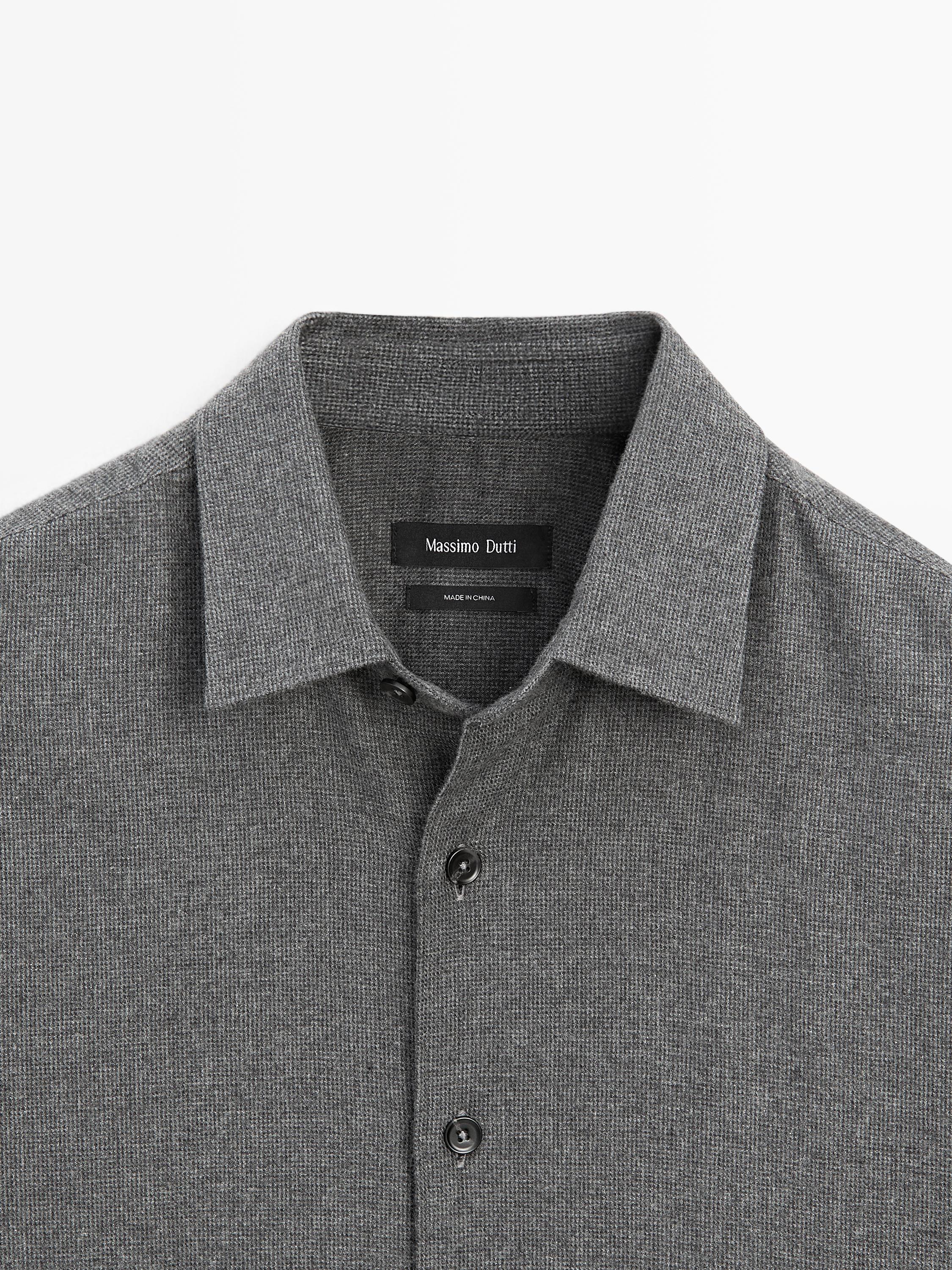 Regular fit check texture melange shirt